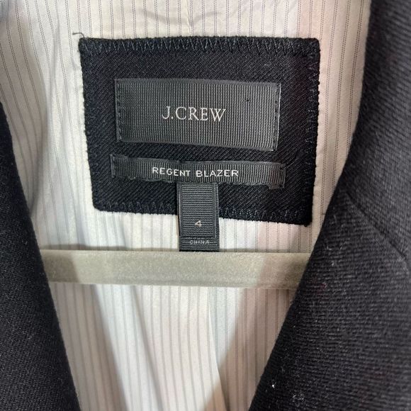 J. Crew Regent Blazer Jacket In Wool Flannel Black Womens Size 4 - Picture 2 of 9